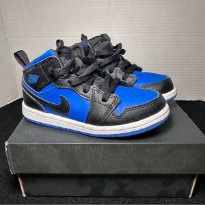 Nike Air Jordan 1 Mid TD Black /Blue Hyper Royal 2020 DQ8425-042 Size 10C